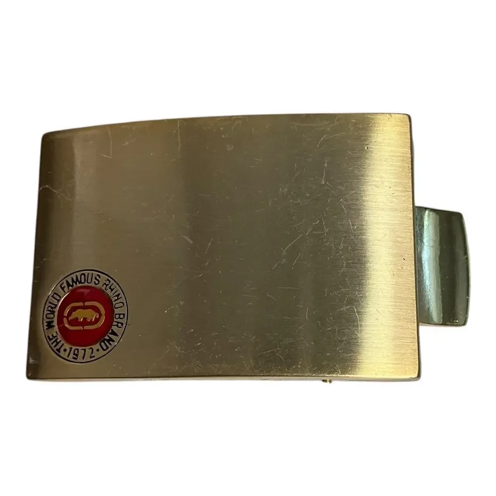Vintage Mark Echo The World Famous Rhino Brand 1972 Belt Buckle 1990's Gold OS